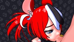 1boy 1girl 3d :3 animal_ears animated audible_internal_cumshot audible_speech black_gloves blender_(medium) blue_eyes bow collar cum cum_in_mouth dice dice_hair_ornament double_v evilaudio fellatio gloves gokkun hair_ornament hakos_baelz hetero highres hololive hololive_english long_hair mouse_ears mouse_girl mouse_tail multicolored_hair oral penis penis_on_face penis_over_eyes red_hair ribbon rubyredva simple_background single_glove solo_focus sound spiked_collar spikes streaked_hair tail tail_bow tail_ornament twintails uncensored v video virtual_youtuber xype3d