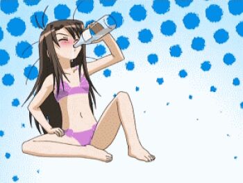 Rule 34 | 00s, 1girl, animated, animated gif, anime screenshot, bra, enomoto shinobu, female focus, glasses, kujibiki unbalance, lingerie, lowres, panties, purple bra, purple panties, solo, underwear, underwear only