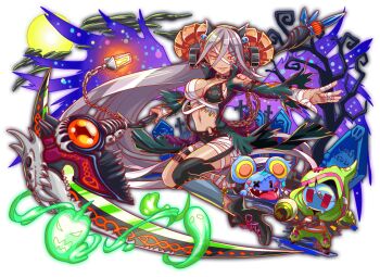 1girl 2boys absurdly_long_hair agent_joe alternate_color alternate_costume alternate_fur_color alternate_horns alternate_skin_color alternate_weapon alternate_wing_color alternate_wings animal_skull anime_coloring ankle_boots aqua_mask arm_cannon artist_request bandaged_chest bandaged_fingers bandaged_hand bandaged_leg bandaged_wrist bandages baphomet_(crash_fever) bare_tree belt belt_buckle black_belt black_bra black_choker black_coat black_eyes black_garter_straps black_jacket black_shorts black_skin blue_fur blue_outline bodysuit bodysuit_under_clothes bolt_(hardware) boots bra bra_over_clothes buckle chain chain_around_arm chained_legs chained_wrists choker claw_pose cloud coat collarbone colored_skin crash_fever cross-laced_footwear curled_horns dark-skinned_female dark_skin fake_text full_body full_moon game_cg garter_straps ghost graveyard green_bodysuit green_outline grey_hair grey_skin hair_between_eyes hair_ornament halloween high_collar high_heel_boots high_heels holding holding_scythe horns huge_weapon jacket jerry_(crash_fever) knees_together_feet_apart lantern legs_apart light_particles long_hair looking_at_viewer mask mature_female micro_shorts midriff moon multicolored_skin multiple_boys navel number_print number_tattoo numbered o-ring o-ring_belt o-ring_choker object_through_head official_alternate_color official_alternate_costume official_alternate_fur_color official_alternate_skin_color official_alternate_weapon official_alternate_wing_color official_alternate_wings official_art open_clothes open_coat open_hand open_mouth outdoors outline patchwork_clothes print_hood pumpkin purple_wings rectangular_eyes red_eyes red_outline red_shirt screw_in_head scythe sharp_teeth shirt shorts shoulder_tattoo silver_chain single_garter_strap skull_hair_ornament skull_mask skull_ornament smile solo_focus spread_legs square square_print square_tattoo stitched_face stitched_leg stitched_sleeves stitches straight_hair striped_clothes striped_shirt tachi-e tattoo teeth third-party_source tombstone tongue tongue_out torn_bodysuit torn_clothes torn_coat torn_collar torn_hood torn_sleeves transparent_background tree two-tone_shirt underwear very_long_hair weapon white_shirt wings yellow_eyes yellow_moon