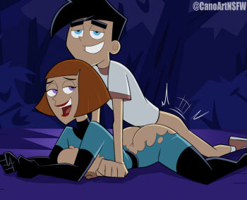 1boy 1girl absurdres ass black_gloves black_hair black_thighhighs blue_eyes bodysuit breasts brown_hair canoartnsfw danny_fenton danny_phantom elbow_gloves gloves hetero highres incest large_breasts maddie_fenton mature_female mother_and_son nipples purple_eyes red_lips sex short_hair thighhighs thighs torn_bodysuit torn_clothes
