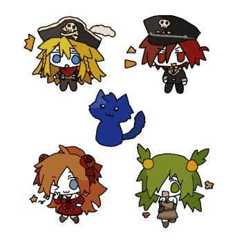 Rule 34 | :3, :d, :o, ;3, absurdres, anna (epic battle fantasy), anonymous1203, bare shoulders, black hat, black jacket, black pants, black suit, blue eyes, blue fur, braid, brown dress, brown shoes, cat, chibi, chibi only, dress, epic battle fantasy, everyone, flower, formal clothes, green hair, hair over one eye, hat, highres, jacket, lance (epic battle fantasy), long hair, matt (epic battle fantasy), natalie (epic battle fantasy), nolegs (epic battle fantasy), one eye closed, open mouth, pants, pirate hat, red dress, red eyes, red flower, red hair, red rose, rose, shoes, simple background, smile, solid circle eyes, star (symbol), suit, twin braids, v, white background