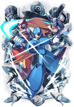 6+boys arm_cannon armor axl_(mega_man) black_armor black_helmet blonde_hair blue_armor blue_helmet brown_hair dr._doppler_(mega_man) energy_sword gate_(mega_man) general_(mega_man) glint gun helmet highres holding holding_gun holding_sword holding_weapon long_hair lumine_(mega_man) male_focus mcnr mega_man_(series) mega_man_x_(series) multiple_boys ponytail red_(mega_man_x) red_armor red_helmet serges_(mega_man) shoulder_cannon sigma_(mega_man) spiked_hair sword vile_(mega_man) weapon x_(mega_man) z_saber zero_(mega_man)
