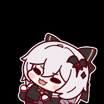 1girl animated animated_gif bat_hair_ornament black_bow black_dress blush_stickers bow closed_eyes detached_sleeves dress grey_hair hair_between_eyes hair_bow hair_ornament honkai_(series) honkai_impact_3rd long_hair looping_animation lowres luna_(honkai_impact) open_mouth simple_background smile solo transparent_background upper_body xixi_fei