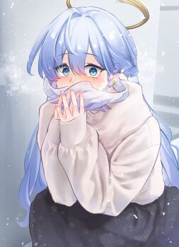 1girl absurdres closed_mouth hairband highres honkai:_star_rail honkai_(series) long_hair memeiradesuyo robin_(honkai:_star_rail) shirt simple_background solo white_shirt