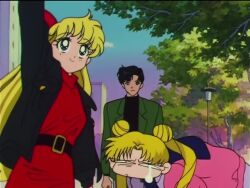 Rule 34 | 1boy, 2girls, angry, animated, anime screenshot, bishoujo senshi sailor moon, bishoujo senshi sailor moon supers, blue sleeves, casual, catfight, chiba mamoru, chibi usa, city, clenched hands, clenched teeth, competition, cone hair bun, day, face-to-face, from behind, hair bun, headbutt, holding another&#039;s arm, miniskirt, multiple girls, pink skirt, running, school uniform, screencap, skirt, socks, tagme, teeth, toei animation, tsukino usagi, twintails, video, walking