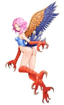 bare_shoulders claws harcypete looking_back monster_girl nibokku pink_hair seiken_densetsu seiken_densetsu_3 talons wings