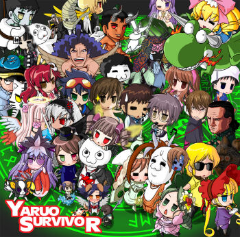2000s_(style) 2channel 6+boys 6+girls :3 abe_takakazu alternate_costume asahina_mikuru barasuishou black_eyes black_hair blonde_hair bonnet brown_hair char_aznable character_request chibi chibi_only colored_skin commentary_request copyright_request crossover death_note demi-fiend devil_survivor_(series) faucet full_body gorakujin green_eyes green_hair gundam heterochromia higurashi_no_naku_koro_ni hiiragi_kagami hinaichigo iggy_(jojo) instrument jojo_no_kimyou_na_bouken kanaria keyboard_(instrument) kirakishou koizumi_itsuki kuso_miso_technique kyon long_hair lucky_star lyrical_nanoha magic_circle mask masked melodica multiple_boys multiple_crossover multiple_girls nagato_yuki open_mouth quattro_bajeena real_life red_bonnet red_eyes red_skin rozen_maiden ryuuguu_rena shin_megami_tensei shin_megami_tensei_iii:_nocturne shinku short_hair simon_(ttgl) sink souseiseki stardust_crusaders steven_seagal suigintou suiseiseki sunglasses suzumiya_haruhi_no_yuuutsu takamachi_nanoha tengen_toppa_gurren_lagann twintails yagami_light yaranaio yaruo yoko_littner zeta_gundam