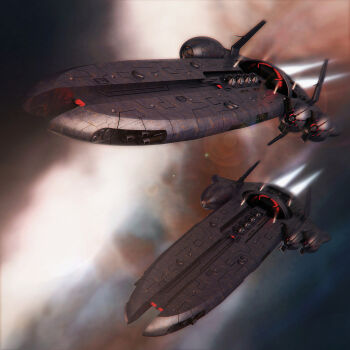 3d advanced_ship_(eve_online) angel_cartel_(eve_online) autodesk_3ds_max_(medium) battlecruiser_(eve_online) brown_theme cannon cloud commentary concept_art energy_cannon english_commentary eve_online flying glowing highres lens_flare military_vehicle minmatar_republic_(eve_online) original outdoors photoshop_(medium) pirate_faction_(eve_online) realistic science_fiction space spacecraft spacecraft_turret tech_2_ship_(eve_online) vehicle_focus