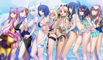 6+girls ;q ahoge animal_ears aora aqua_bikini aqua_skirt artoria_pendragon_(fate) bare_shoulders bb_(fate) bb_dubai_(fate) beach bikini black_bikini black_dress black_hair black_tiara blonde_hair blue_eyes blue_hair blue_one-piece_swimsuit blue_sky blush bow braid breasts brown_eyes brown_hair c.i.e.l_(fate) cat_ears cat_girl cat_tail celeb_summer_experience! chain ciel_(tsukihime) cleavage clothing_cutout cocktail_dress colored_inner_hair competition_swimsuit cross cross_necklace curry curry_rice dark-skinned_female dark_skin detached_collar dobrynya_nikitich_(fate) dobrynya_nikitich_(swimsuit_lancer)_(second_ascension)_(fate) dress ereshkigal_(fate) eyeliner fate/grand_order fate_(series) food frilled_bikini frilled_one-piece_swimsuit frills fur_collar glasses gold_chain grey_eyes hair_bow hair_bun hair_over_one_eye hair_ribbon hairband hat high_ponytail highleg highleg_one-piece_swimsuit highres holding holding_plate huge_breasts impossible_clothes impossible_swimsuit jacket jewelry kishinami_hakuno_(female) large_breasts latin_cross lineup long_hair long_sleeves looking_at_viewer makeup medium_breasts medium_hair miniskirt mole mole_under_eye multicolored_hair multiple_girls mysterious_executor_c.i.e.l_(fate) mysterious_heroine_xx_alter_(fate) necklace ocean one-piece_swimsuit one_eye_closed open_mouth parted_bangs passionlip_(fate) passionlip_(swimsuit_saber)_(first_ascension)_(fate) pink_bikini pink_eyes pink_jacket pink_ribbon plate ponytail purple_eyes purple_hair red_eyes revision ribbon rice short_hair shoulder_cutout side_slit sidelocks skirt sky small_breasts smile ereshkigal_(swimsuit_beast)_(fate) swimsuit tail tan tenochtitlan_(fate) tenochtitlan_(swimsuit_mooncancer)_(fate) tenochtitlan_(swimsuit_mooncancer)_(first_ascension)_(fate) thighlet thighs tiara tongue tongue_out two-tone_one-piece_swimsuit two-tone_swimsuit two_side_up v very_long_hair visor_cap white_bikini white_hair white_one-piece_swimsuit xu_fu_(fate) xu_fu_(swimsuit_avenger)_(second_ascension)_(fate) yellow_eyes yellow_ribbon