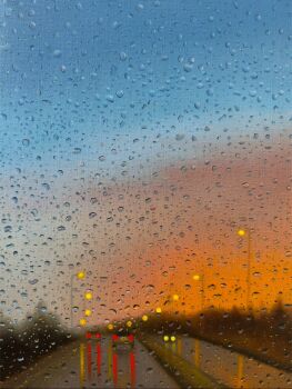 car evening highres lamppost motor_vehicle no_humans oil_painting_(medium) original outdoors painting_(medium) realistic rionabuthello road traditional_media