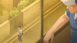 1girl 2boys animated anus ass bag black_hair black_pants blouse blue_shirt brown_hair censored cheating_(relationship) closed_eyes clothed_male_nude_female collarbone dark-skinned_female dark_skin dimples_of_venus fellatio hajimete_no_hitozuma handbag hat highres indoors interior kanae_(hajimete_no_hitozuma) looking_at_another mature_female mosaic_censoring mother_and_son motherly_netorare multiple_boys netorare nude oral pants penis pussy shirt short_hair sound stealth_fellatio stealth_sex subtitled thighs video walking