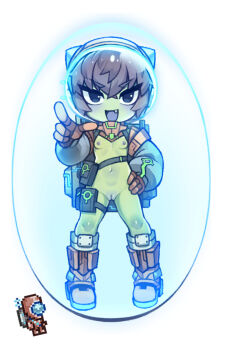 1girl :d alien boots breasts brown_hair cleft_of_venus colored_nipples colored_pussy colored_skin creature_and_personification crossed_bangs detached_sleeves energy_barrier fang full_body gloves green_skin grey_sleeves hair_between_eyes hand_on_own_hip helmet knee_boots long_sleeves looking_at_viewer martian_officer navel nipples no_nose nyong_nyong open_mouth orange_boots orange_gloves personification puffy_long_sleeves puffy_sleeves purple_nipples purple_pussy pussy reference_inset short_hair simple_background small_breasts smile solo space_helmet standing terraria thigh_strap tsurime uncensored v-shaped_eyebrows white_background