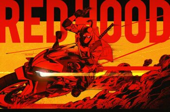 1boy bat_signal batman_(series) batman_symbol black_bodysuit black_gloves bodysuit brown_jacket dc_comics gloves grey_bodysuit highres holding jacket jason_todd male_focus mask multicolored_bodysuit muscular muscular_male open_clothes pants red_hood_(dc) red_hood_and_the_outlaws red_mask superhero_costume taku_tron taut_bodysuit two-tone_bodysuit