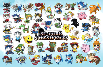 absolutely_everyone animal_crossing animalization annotated axe baseball_bat beak bird blue_eyes blue_pikmin book bowser bowser_jr. boxing_gloves brown_eyes capsule captain_falcon cat charizard chi's_sweet_home crown dark_pit diddy_kong dog donkey_kong donkey_kong_(series) dr._mario duck duck_hunt everyone f-zero facial_hair falco_lombardi fire_emblem fox_mccloud game_&amp;_watch ganondorf gen_1_pokemon gen_4_pokemon gen_6_pokemon greninja grey_eyes hat headset helmet ike_(fire_emblem) jewelry jigglypuff kid_icarus king_dedede kirby kirby_(series) link little_mac lots_of_jewelry lucario lucina_(fire_emblem) luigi luma_(mario) mario mario_(series) marth_(fire_emblem) mega_man_(character) mega_man_(series) megavitamin meme meta_knight metroid monado monkey mother_(series) mother_2 mr._game_&amp;_watch mustache ness_(mother_2) nintendo no_humans non-humanoid_robot olimar pac-man pac-man_(game) palutena parody pikachu pikmin_(creature) pikmin_(series) pink_eyes pit_(kid_icarus) pokemon pokemon_(creature) princess_peach princess_zelda pun punch-out!! red_eyes red_pikmin ring rob robin_(fire_emblem) robot rosalina samus_aran sheik shield shulk_(xenoblade) sonic_(series) sonic_the_hedgehog star_fox super_mario_bros._1 super_mario_galaxy super_smash_bros. sword tail the_legend_of_zelda the_legend_of_zelda:_the_wind_waker tiara tongue toon_link turnip villager_(animal_crossing) wand wario wavechan weapon wii_fit wii_fit_trainer wii_fit_trainer_(female) wings xenoblade_chronicles_(series) yellow_pikmin yoshi zero_suit