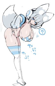 animal_ears bikini breasts fox_ears fox_girl highres large_breasts mamuru original simple_background solo swimsuit white_background