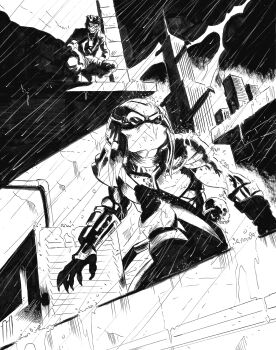 absurdres artist_request city highres killer_hunts_killer oc_x_canon parody_request predator_(1987) predator_(series) rain red_colter source_request tagme vs yautja zarcord