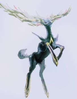 animal_focus antlers deer full_body gen_6_pokemon highres horns legendary_pokemon nintendo no_humans pokemon pokemon_(creature) pokemon_focus simple_background skpn_skrzk solo xerneas