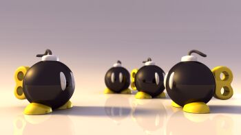 3d bob-omb bomb explosive highres mario_(series) nintendo no_humans simple_background super_mario_bros._1