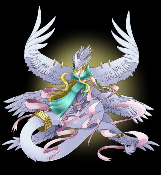 Rule 34 | 1girl, digimon, digimon (creature), female focus, highres, holy ring, holydramon, ofanimon, oridigi, original, solo, tail