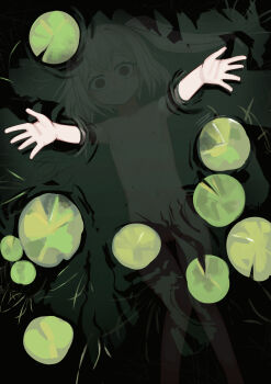 1girl bad_id bad_twitter_id character_request completely_nude copyright_request flat_chest highres inactive_account lily_pad loli looking_at_viewer navel nipples nude ok1teru pussy reaching reaching_towards_viewer smile solo thigh_gap two_side_up underwater water wide-eyed