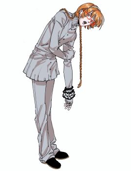 1other 9t4um0fpin35758 absurdres androgynous black_shoes blue_eyes blunt_bangs braid earrings full_body grey_jacket grey_pants hand_on_own_arm head_tilt headband highres jacket jewelry leaning_forward long_hair looking_at_viewer open_mouth orange_hair original pants pink_lips polka_dot polka_dot_headband polka_dot_scrunchie print_headband print_scrunchie red-framed_eyewear ring scrunchie shoes sidelocks simple_background sleeves_past_wrists standing stud_earrings teeth thumb_hole_sleeves turtleneck twin_braids white_background white_headband white_scrunchie wrist_scrunchie