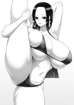 1girl bikini black_hair boa_hancock breasts cleavage highres huge_breasts kding large_breasts long_hair one_piece solo swimsuit