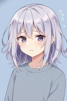 1boy alternate_costume blue_eyes blue_hair blue_shirt closed_mouth frown highres inuyama_tamaki isakaakasimk34 looking_at_viewer medium_hair noripro shirt solo virtual_youtuber