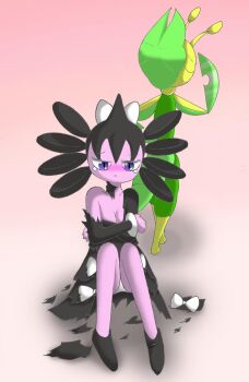 10s blush breasts gen_5_pokemon gothitelle highres leavanny nintendo panties pokemon pokemon_(creature) pokemon_bw sitting tears torn_clothes underwear yuri