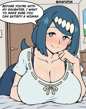 1girl breasts cleavage lana's_mother_(pokemon) large_breasts mafufim mature_female nintendo no_sclera pokemon solo