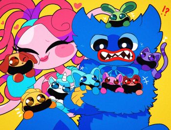 !? 5boys 5girls animal_ears bear bear_ears bear_girl big_smile bird blue_sclera bobby_bearhug bow bowtie bubba_bubbaphant cat_boy cat_ears cat_tail catnap_(poppy_playtime) chibi chibi_inset chicken chicken_boy closed_eyes colored_sclera commentary_request craftycorn dog dog_boy dog_ears dogday_(poppy_playtime) elephant elephant_boy elephant_ears green_sclera happy heart highres holding hoppy_hopscotch horns hug huggy_wuggy jewelry kickinchicken lipstick makeup male_focus mommy_long_legs multiple_boys multiple_girls necklace open_mouth orange_sclera pearl_necklace pickypiggy pig pig_ears pig_girl pink_lips pink_sclera ponytail poppy_playtime purple_sclera rabbit rabbit_ears rabbit_girl red_sclera single_horn smile smiling_critters stuffed_toy sweat tail toy unicorn unicorn_girl unicorn_horn yellow_sclera