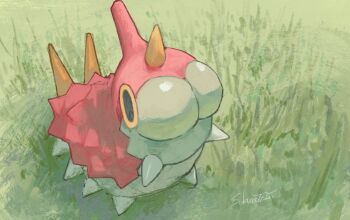 Rule 34 | animal focus, bug, full body, gen 3 pokemon, grass, looking at viewer, nintendo, no humans, outdoors, pokemon, pokemon (creature), pokemon focus, sakuraiisui, solo, wurmple