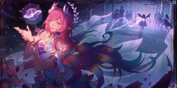 4boys 6+girls absurdres aglaea_(honkai:_star_rail) aina_(mayexplode) anaxa_(honkai:_star_rail) bare_shoulders breasts castorice_(honkai:_star_rail) cerydra_(honkai:_star_rail) chrysos_heirs_(honkai:_star_rail) cipher_(honkai:_star_rail) commentary cyrene_(aedes_elysiae)_(honkai:_star_rail) cyrene_(honkai:_star_rail) cyrene_(ripples_of_past_reverie)_(honkai:_star_rail) dan_heng_(honkai:_star_rail) dan_heng_(permansor_terrae)_(honkai:_star_rail) dress english_commentary evernight_(honkai:_star_rail) flower hair_flower hair_ornament highres honkai:_star_rail honkai_(series) hyacine_(honkai:_star_rail) hysilens_(honkai:_star_rail) large_breasts long_hair march_7th_(honkai:_star_rail) multiple_boys multiple_girls mydei_(honkai:_star_rail) phainon_(honkai:_star_rail) pink_hair pointy_ears purple_eyes solo_focus tribbie_(honkai:_star_rail) very_long_hair white_dress