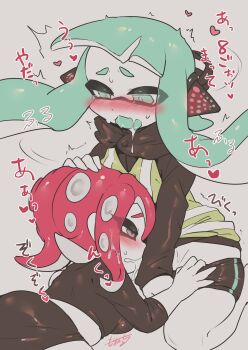1futa 1girl agent_3_(splatoon) agent_8_(splatoon) aqua_eyes aqua_hair bike_shorts blush breasts cephalopod_eyes fangs fellatio futa_with_female futanari grey_eyes hand_on_another's_head high-visibility_clothing high-visibility_vest highres implied_futanari inkling inkling_girl inkling_player_character medium_breasts miniskirt mochitaichi mole mole_under_mouth nintendo octoling octoling_girl octoling_player_character octopus oral pointy_ears red_hair skirt splatoon_(series) splatoon_2 splatoon_2:_octo_expansion squid squidbeak_splatoon suction_cups tentacle_hair undressing