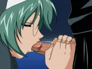 animated animated_gif cosplay fellatio green_hair nun oral saishuu_chikan_densha saitou_chihiro train uncensored
