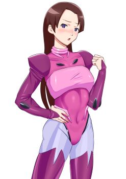 1girl alternate_costume bodysuit character_request costume_request embarrassed highres lori_jiimenez maya_maya_331 transformers transformers_cybertron transformers_unicron_trilogy zoids