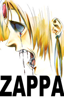 1boy absurdres blank_eyes blood blood_from_mouth bloody_tears character_name circlet close-up commentary earrings from_side gold_circlet guilty_gear heart highres hoop_earrings jewelry male_focus open_mouth raised_inner_eyebrows shaded_eye short_hair simple_background solo storyteller777 teeth white_background zappa