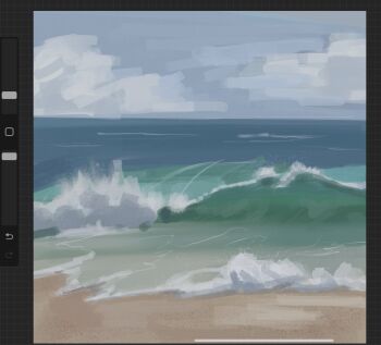 art_program_in_frame cloud cloudy_sky coeurdeluciole crash day highres horizon no_humans ocean original painterly scenery screencap shore sky waves