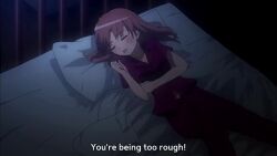 animated anime_screenshot bed blush brown_eyes brown_hair dreaming highres indoors interior misaka_mikoto orgasm pajamas pillow shirai_kuroko sound tagme toaru_kagaku_no_railgun toaru_majutsu_no_index video