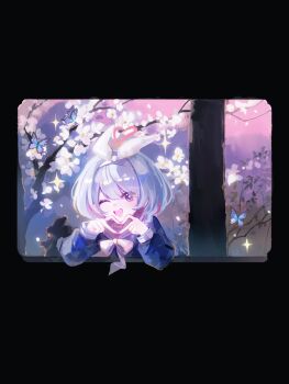 Rule 34 | + +, 1girl, ;d, absurdres, aqua hair, arona (blue archive), black border, blue archive, blue butterfly, blue eyes, blue shirt, border, bow, bow hairband, bowtie, braid, branch, bug, butterfly, cherry blossoms, chinese commentary, choker, colored inner hair, commentary request, eyes visible through hair, flower, four-finger heart hands, from outside, hairband, halo, hanchansiqingyun, heart, heart halo, heart hands, highres, insect, long sleeves, looking at viewer, making-of available, multicolored hair, one eye closed, open mouth, painttool sai (medium), pink hair, pink halo, puffy long sleeves, puffy sleeves, sailor collar, school uniform, serafuku, shirt, short hair, side braid, single braid, smile, solo, sparkle, teeth, tree, two-tone hair, upper teeth only, white bow, white bowtie, white choker, white flower, white hairband, white sailor collar, window