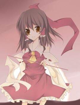 Rule 34 | 1girl, female focus, gradient background, hakurei reimu, nayuta (artist), nayuta (scarlet-noize), solo, touhou