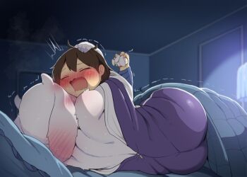 1boy 1girl age_difference blush brown_hair closed_eyes commentary dagasi frisk_(undertale) furry highres onee-shota shota toriel undertale utdr_(toby_fox) variant_set