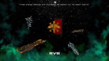 Rule 34 | 0mni42, absurdres, barge (eve online), battlecruiser (eve online), cloud, commentary, copyright logo, copyright name, cruiser (eve online), english commentary, eve online, flying, gallente federation (eve online), highres, logo, military vehicle, myrmidon (eve online), nebula, no humans, outdoors, outer ring excavations (eve online), science fiction, space, spacecraft, star (sky), starry sky background, thrusters, vehicle focus
