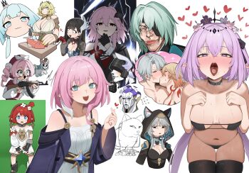 4boys 6+girls aglaea_(honkai:_star_rail) ak-47 anaxa_(honkai:_star_rail) animal_ears assault_rifle bikini black_hair blonde_hair blue_eyes blue_hair breasts castorice_(honkai:_star_rail) cat_ears cerydra_(honkai:_star_rail) chrysos_heirs_(honkai:_star_rail) cipher_(honkai:_star_rail) cleavage commentary cyrene_(aedes_elysiae)_(honkai:_star_rail) dress evernight_(honkai:_star_rail) flasso gloves greco-roman_clothes green_hair grey_hair gun highres honkai:_star_rail honkai_(series) humanoid_robot hyacine_(honkai:_star_rail) hysilens_(honkai:_star_rail) just_do_it_(meme) kalashnikov_rifle kiss large_breasts little_ica_(honkai:_star_rail) lygus_(honkai:_star_rail) march_7th_(honkai:_star_rail) medium_breasts meme multiple_boys multiple_girls mutsuki_face_(blue_archive) mydei_(honkai:_star_rail) off_shoulder one_eye_covered pegasus phainon_(honkai:_star_rail) pink_hair purple_dress purple_eyes purple_hair red_eyes red_hair rifle robot swimsuit thighhighs tiara tribbie_(honkai:_star_rail) weapon white_hair yaoi