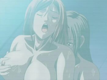 00s 2girls animated animated_gif brown_hair closed_eyes discipline:_the_record_of_a_crusade glasses groping kaneda_maiko moaning multiple_girls nipples red_hair screen short_hair sweat yuri