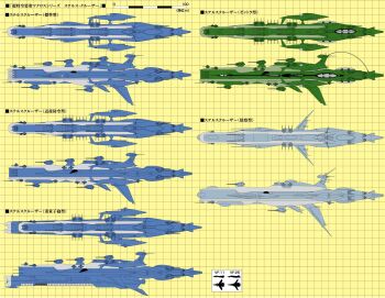 beam_cannon check_commentary commentary commentary_request cruiser diagram fusou_katsumi grid grid_background highres macross macross_frontier military military_vehicle no_humans ship ship_turret spacecraft translation_request variations vf-11 vf-25 warship watercraft zentradi