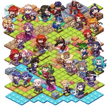6+boys 6+girls animal_ears armor arrow_(projectile) ash_(fire_emblem) axe ayra_(fire_emblem) battle_axe black_hair black_knight_(fire_emblem) blonde_hair blue_eyes blue_hair book bow_(weapon) brown_hair cape cat_ears cat_girl cherche_(fire_emblem) chibi chibi_only chrom_(fire_emblem) circle cordelia_(fire_emblem) eikthyrnir_(fire_emblem) facial_mark female_robin_(fire_emblem) fiora_(fire_emblem) fire_emblem fire_emblem:_genealogy_of_the_holy_war fire_emblem:_mystery_of_the_emblem fire_emblem:_path_of_radiance fire_emblem:_radiant_dawn fire_emblem:_the_blazing_blade fire_emblem:_the_sacred_stones fire_emblem:_three_houses fire_emblem_awakening fire_emblem_fates fire_emblem_heroes forehead_mark fox_ears fox_girl full_armor green_eyes green_hair hakuramen hand_on_hilt headband hector_(fire_emblem) highres hinoka_(fire_emblem) holding holding_book holding_bow_(weapon) holding_polearm holding_sword holding_weapon horns hraesvelgr_(fire_emblem) hrid_(fire_emblem) ike_(fire_emblem) leila_(fire_emblem) lethe_(fire_emblem) lon&#039;qu_(fire_emblem) long_hair lucina_(fire_emblem) lyn_(fire_emblem) lyon_(fire_emblem) marisa_(fire_emblem) mia_(fire_emblem) micaiah_(fire_emblem) minerva_(fire_emblem) multiple_boys multiple_girls nephenee_(fire_emblem) nintendo orange_hair owain_(fire_emblem) pink_hair planted planted_sword planted_weapon polearm ponytail purple_eyes purple_hair red_eyes red_hair selkie_(fire_emblem) shamir_nevrand shield short_hair soren_(fire_emblem) sword tail tharja_(fire_emblem) tiara tiki_(adult)_(fire_emblem) tiki_(fire_emblem) twintails weapon white_hair