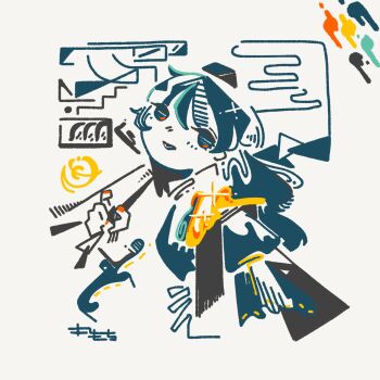 Rule 34 | 1girl, 3ma can omochi, abstract, blending, blue hair, color guide, commentary request, cropped torso, from side, grey background, hand up, highres, iizunamaru megumu, limited palette, long hair, looking at viewer, looking to the side, smile, solo, sparkle, touhou