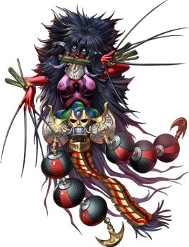 1girl artist_request black_claws black_hair black_skin blank_eyes bracelet colored_skin demon_(megami_tensei) gold_bracelet jewelry lantern long_claws multicolored_skin official_art paper_lantern persona persona_5 persona_5:_the_phantom_x rangda_(megami_tensei) red_skin shin_megami_tensei solo third-party_source transparent_background