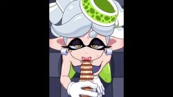 1boy 1girl aliasing animated cum cum_in_mouth cum_on_body ejaculation facial fellatio foreskin foreskin_insertion gloves grey_hair half-closed_eyes handjob hetero inkling kneeling marie_(splatoon) marie_(squid_sisters_outfit)_(splatoon) mole mole_under_eye nintendo open_mouth oral pointy_ears pov sound splatoon_(series) splatoon_1 sweat tagme tentacle_hair tongue tongue_out uramomo video yellow_eyes
