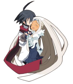 16_ban 1boy 1girl almaz_von_almadine_adamant bad_id bad_pixiv_id black_hair couple disgaea closed_eyes hetero makai_senki_disgaea_3 sapphire_rhodonite white_hair